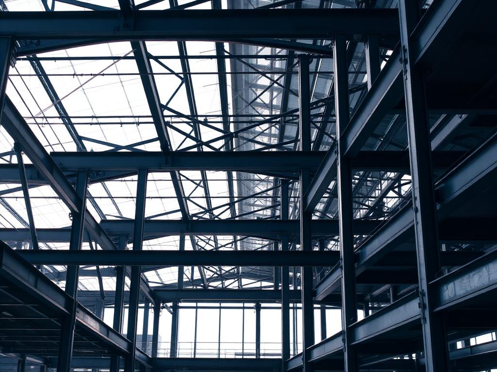 Charpente métallique d'un bâtiment moderne en construction